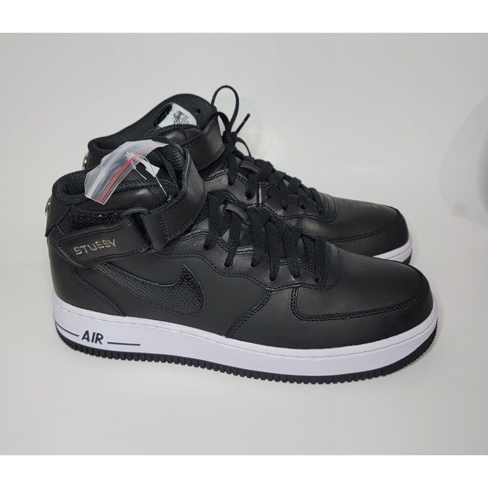 Nike x Stussy Air Force 1 '07 Mid Black Shoes Sneakers Mens 9.5 AF1 DJ7840-001